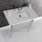 Fauceture KVPB37227W8CP 37-Inch Console Sink with Brass Legs (8-Inch, 3 Hole), White/Polished Chrome KVPB37227W8CP - alternate 3
